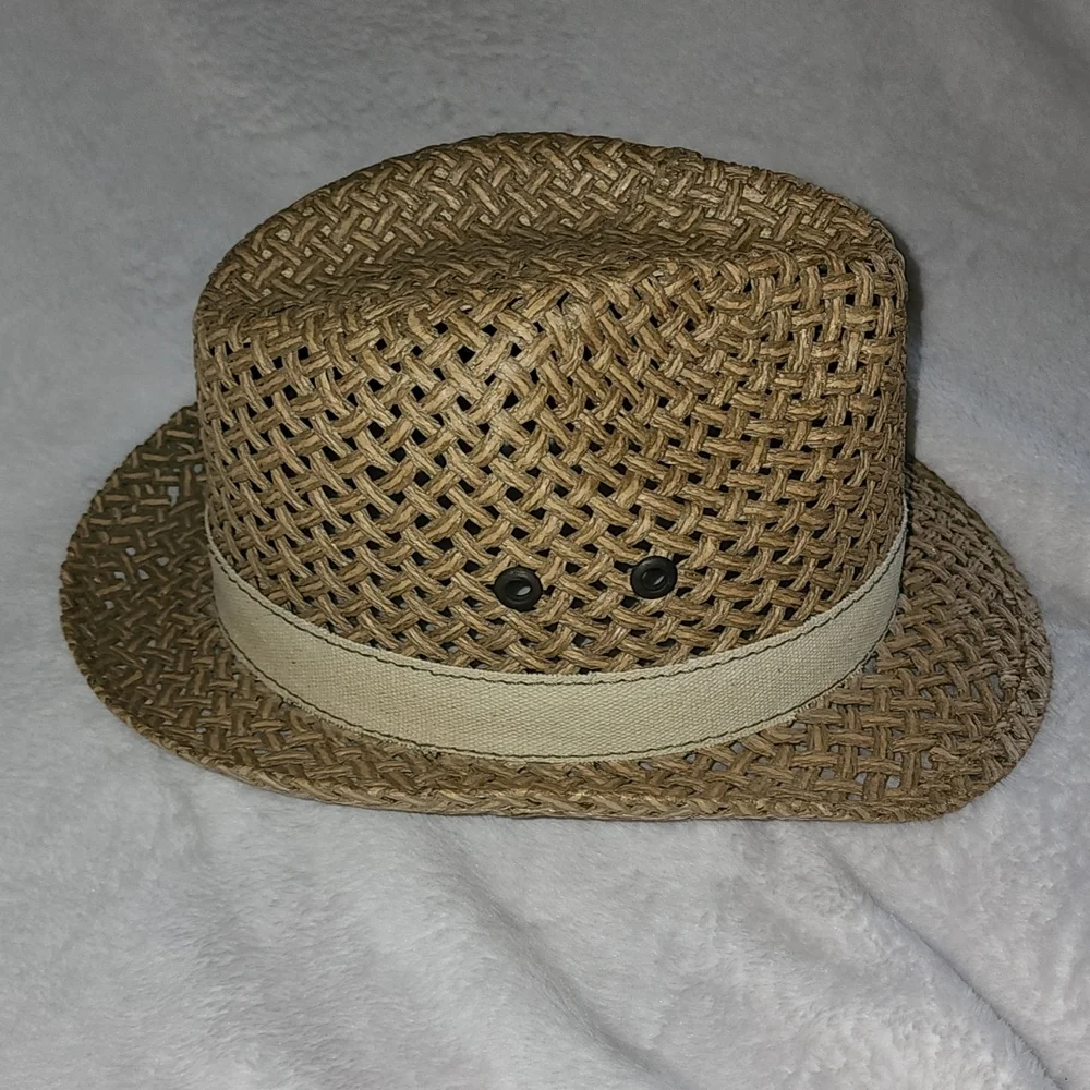 AUGUSTO DI ZOLA- Straw Hat/Fedora,Tan-EUC! - Picture 12 of 15